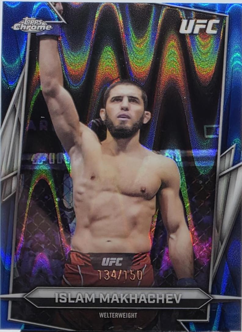 Islam Makhachev 2026 Topps Chrome UFC Base #47 Blue Ray Wave Refractor
