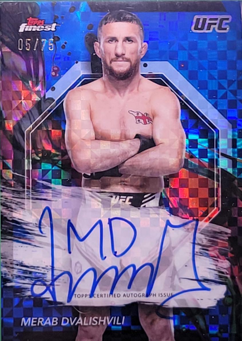Merab Dvalishvili 2024 Topps Finest UFC Finest Autographs #FA-MBD Blue Checkerboard Refractor