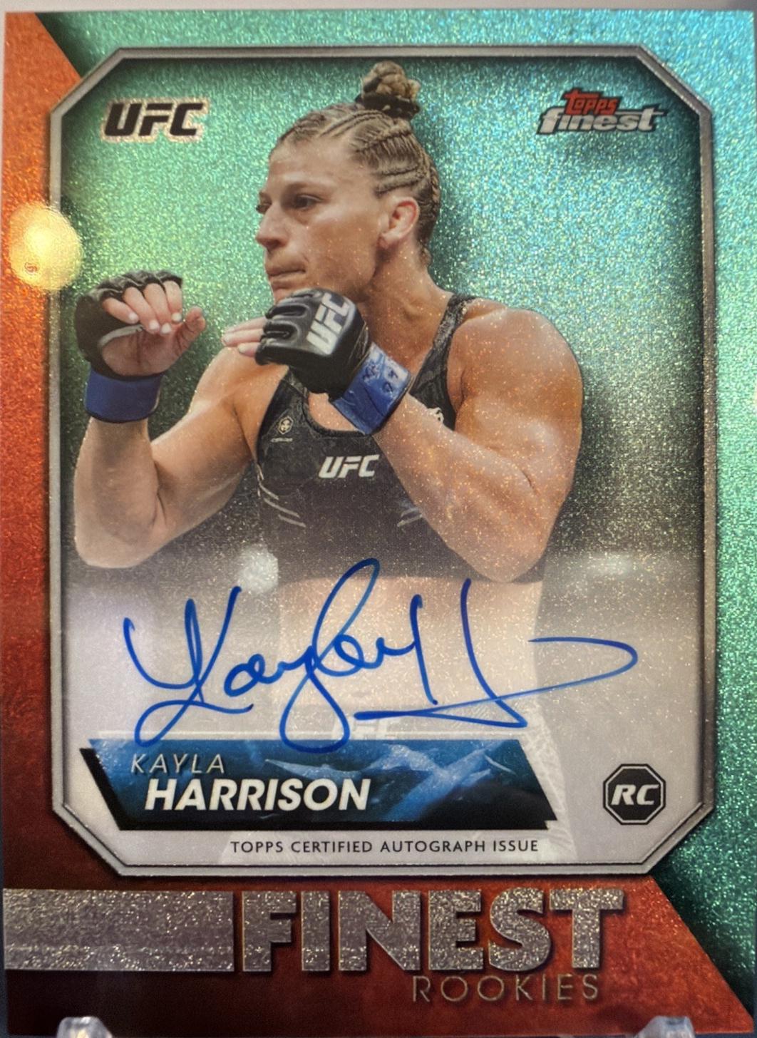 Kayla Harrison 2024 Topps Finest UFC Rookie Finest Autographs #RFA-KH Aqua Glitter Refractor