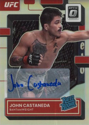 John Castaneda 2023 Panini Donruss Optic UFC Base Rated Rookies Signatures #127 Gold Vinyl