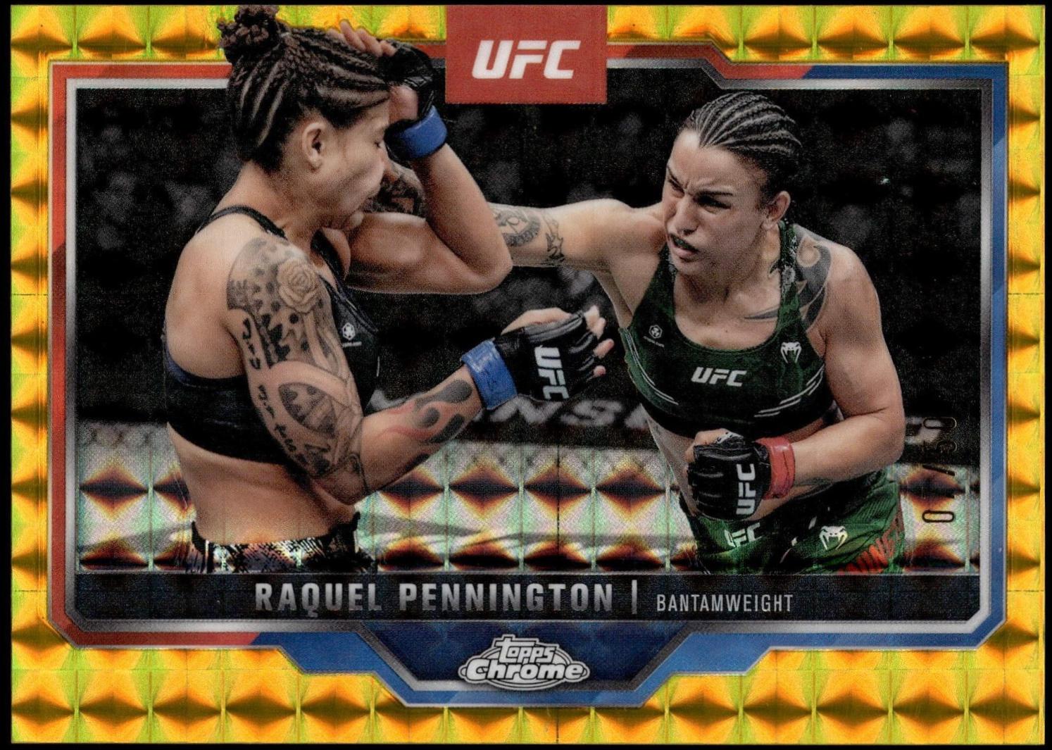 Raquel Pennington 2025 Topps Chrome UFC Base #156 Gold Geometric Refractor