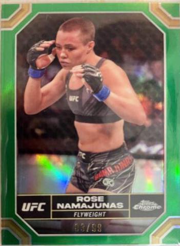 Rose Namajunas 2024 Topps Chrome UFC Base #169 Green Refractor