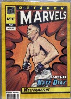 Nate Diaz 2022 Panini Donruss UFC Octagon Marvels #14 Press Proof Gold