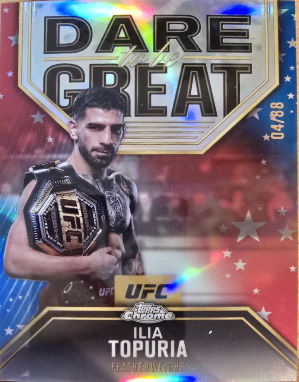 Ilia Topuria 2025 Topps Chrome UFC Dare to Be Great #DBG-6 Red White Blue Refractor