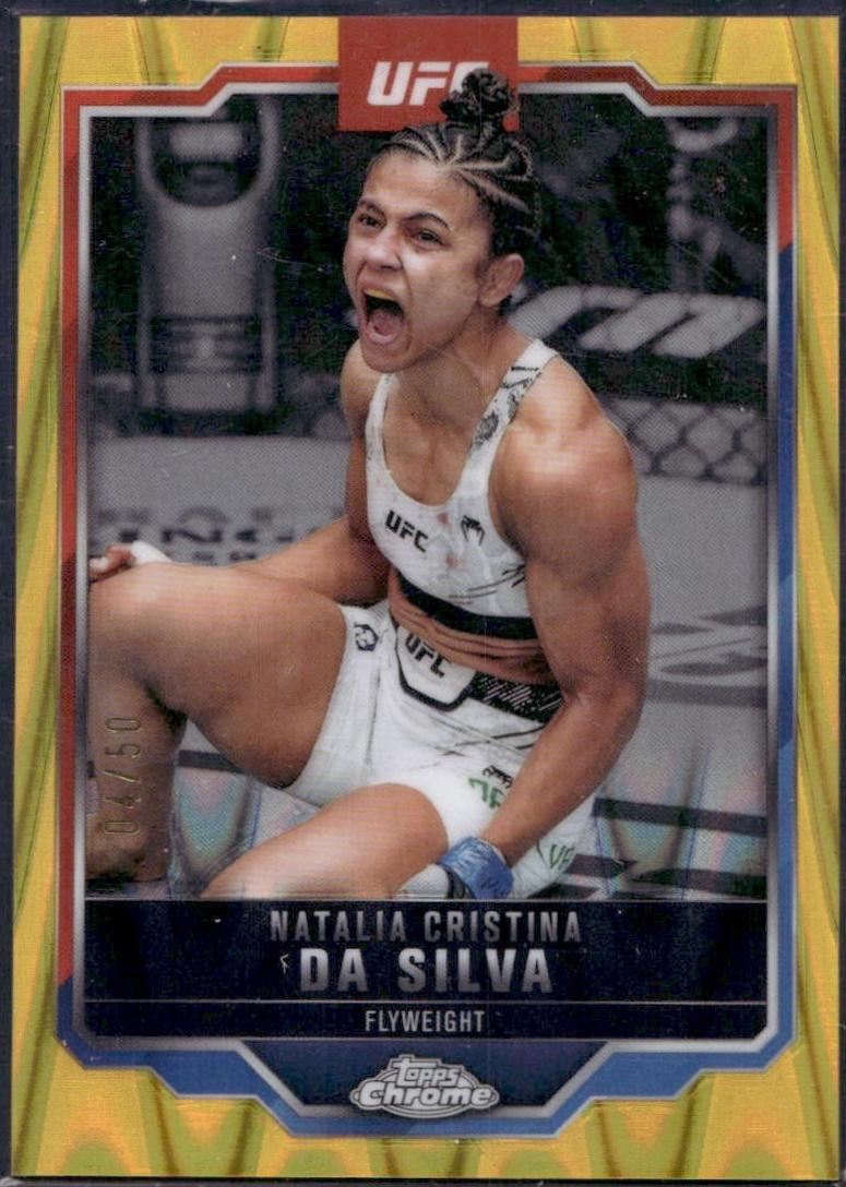 Natalia Silva 2025 Topps Chrome Sapphire UFC Base Sapphire #82 Gold Sapphire