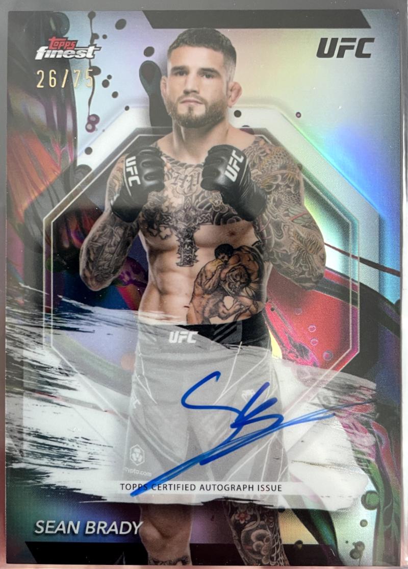 Sean Brady 2024 Topps Finest UFC Finest Autographs #FA-SBY Blue Checkerboard Refractor