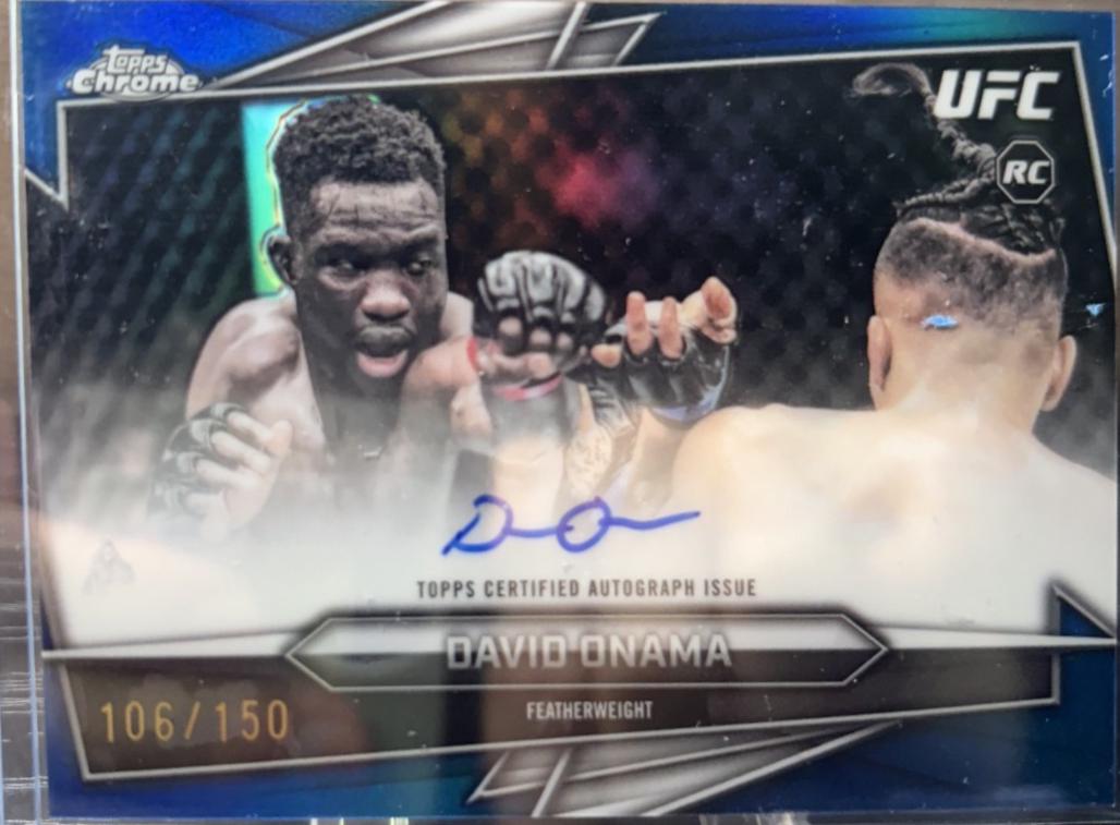 David Onama 2026 Topps Chrome UFC Base Autographs #BAV-DO Blue Refractor