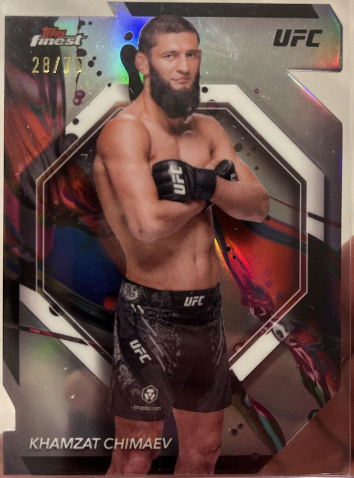 Khamzat Chimaev 2024 Topps Finest UFC Base Common #89 Die-Cut Refractor