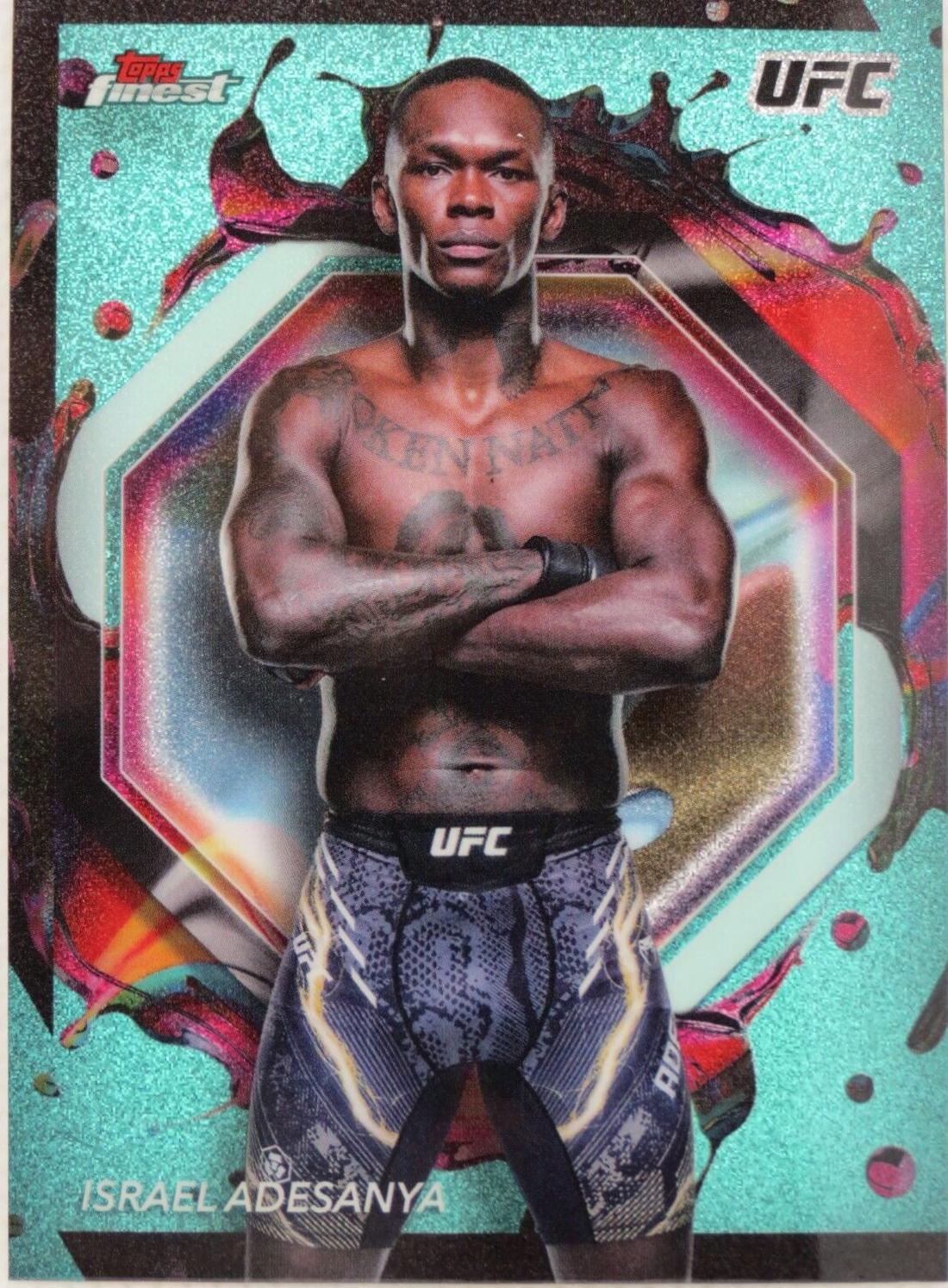 Israel Adesanya 2024 Topps Finest UFC Base Rare #206 Green Shimmer Refractor