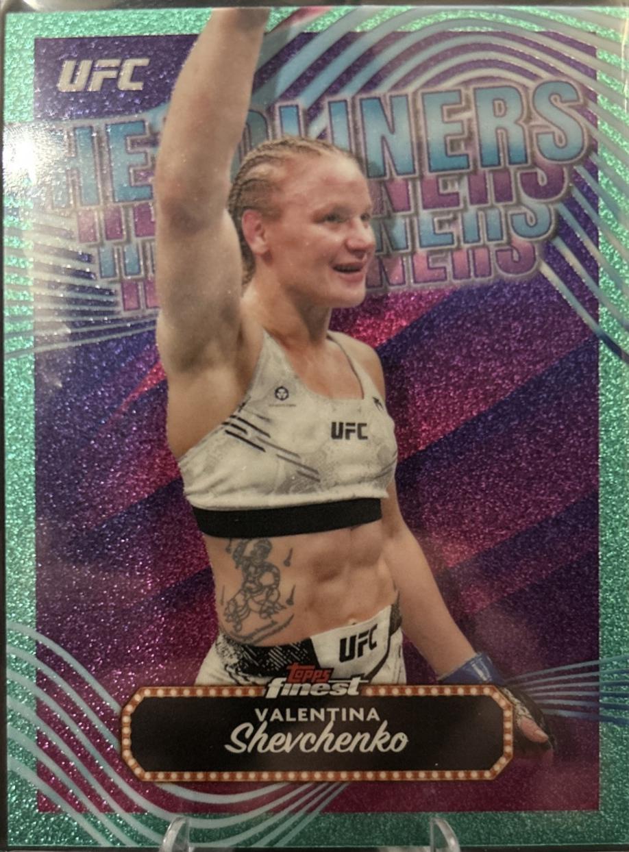Valentina Shevchenko 2024 Topps Finest UFC Headliners #HDL-14 Aqua Glitter Refractor