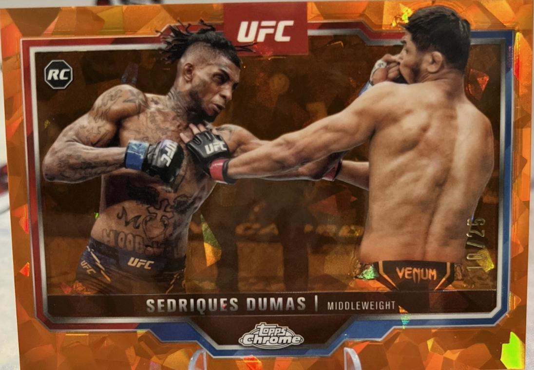 Sedriques Dumas 2025 Topps Chrome Sapphire UFC Base Sapphire #6 Orange Sapphire