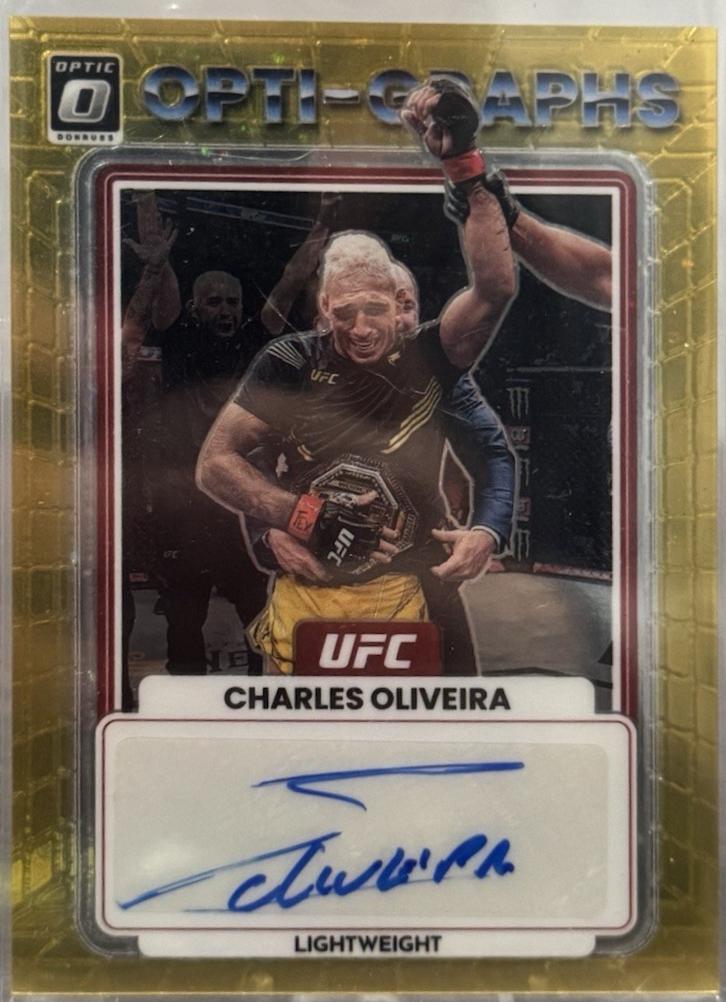 Charles Oliveira 2023 Panini Donruss Optic UFC Opti-Graphs #36 FOTL Gold Stars Autograph