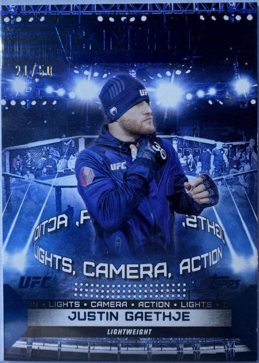 Justin Gaethje 2024 Topps Knockout UFC Camera (Lights, Camera, Action) #CAM-18 Blue