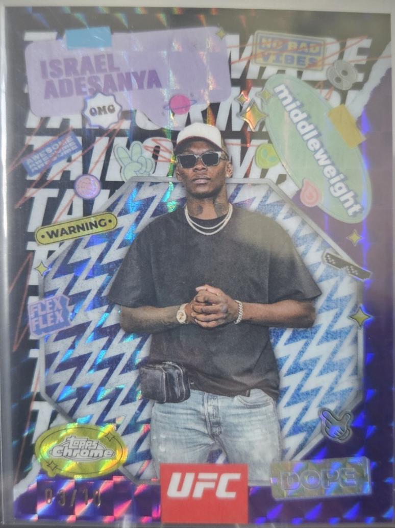 Israel Adesanya 2025 Topps Chrome UFC Tailor Made #TRM-4 Geometric Purple Refractor