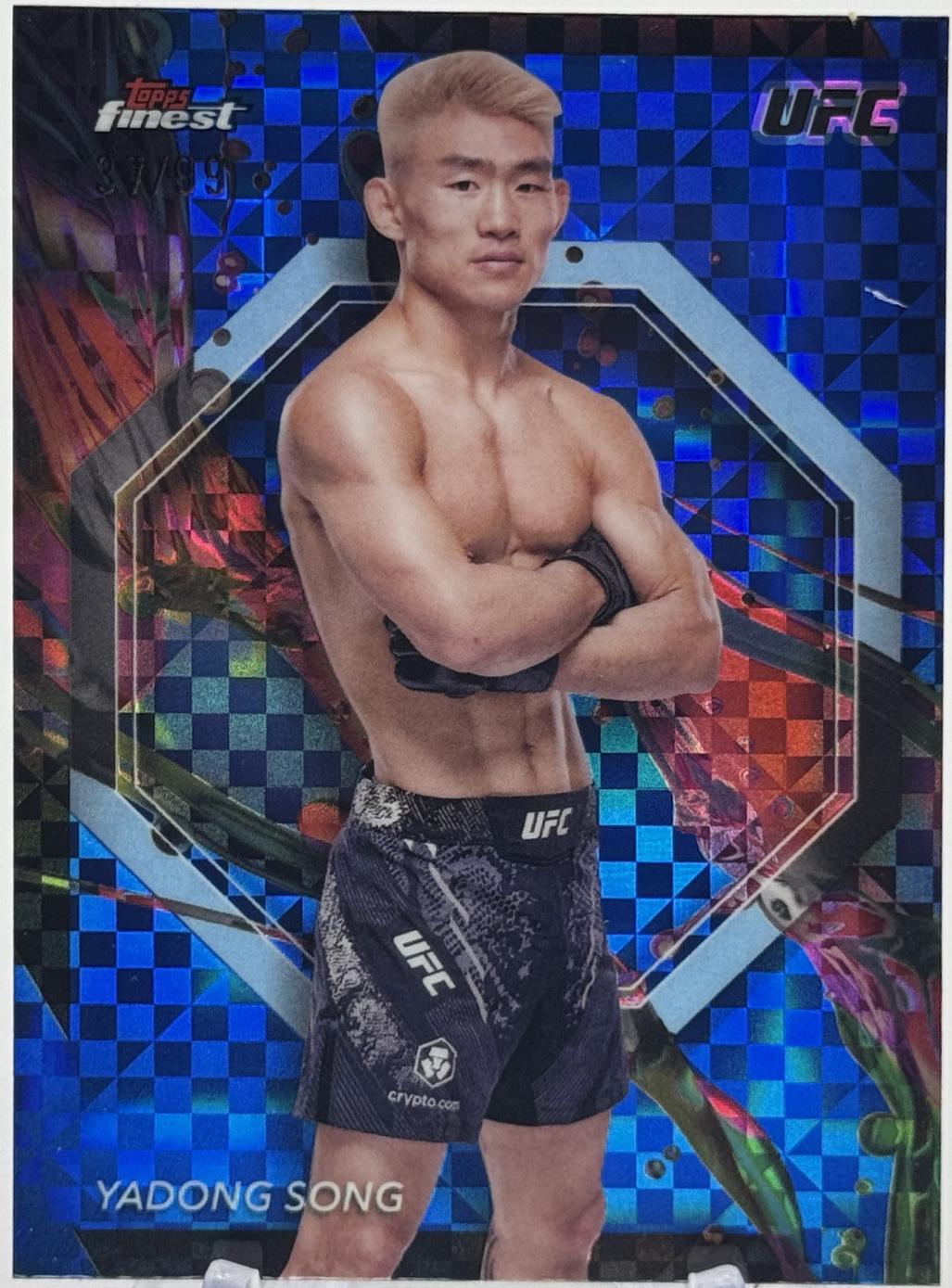 Song Yadong 2024 Topps Finest UFC Base Common #54 Blue Checkerboard Refractor