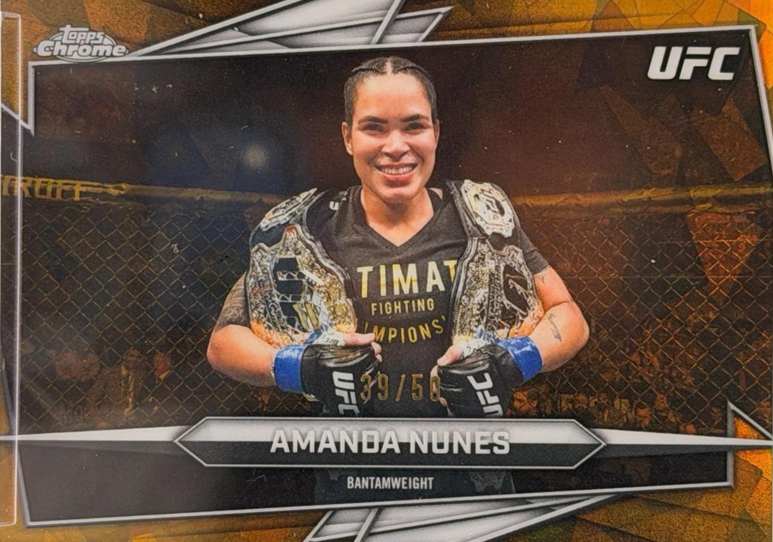 Amanda Nunes 2026 Topps Chrome Sapphire UFC Base #195 Yellow Sapphire