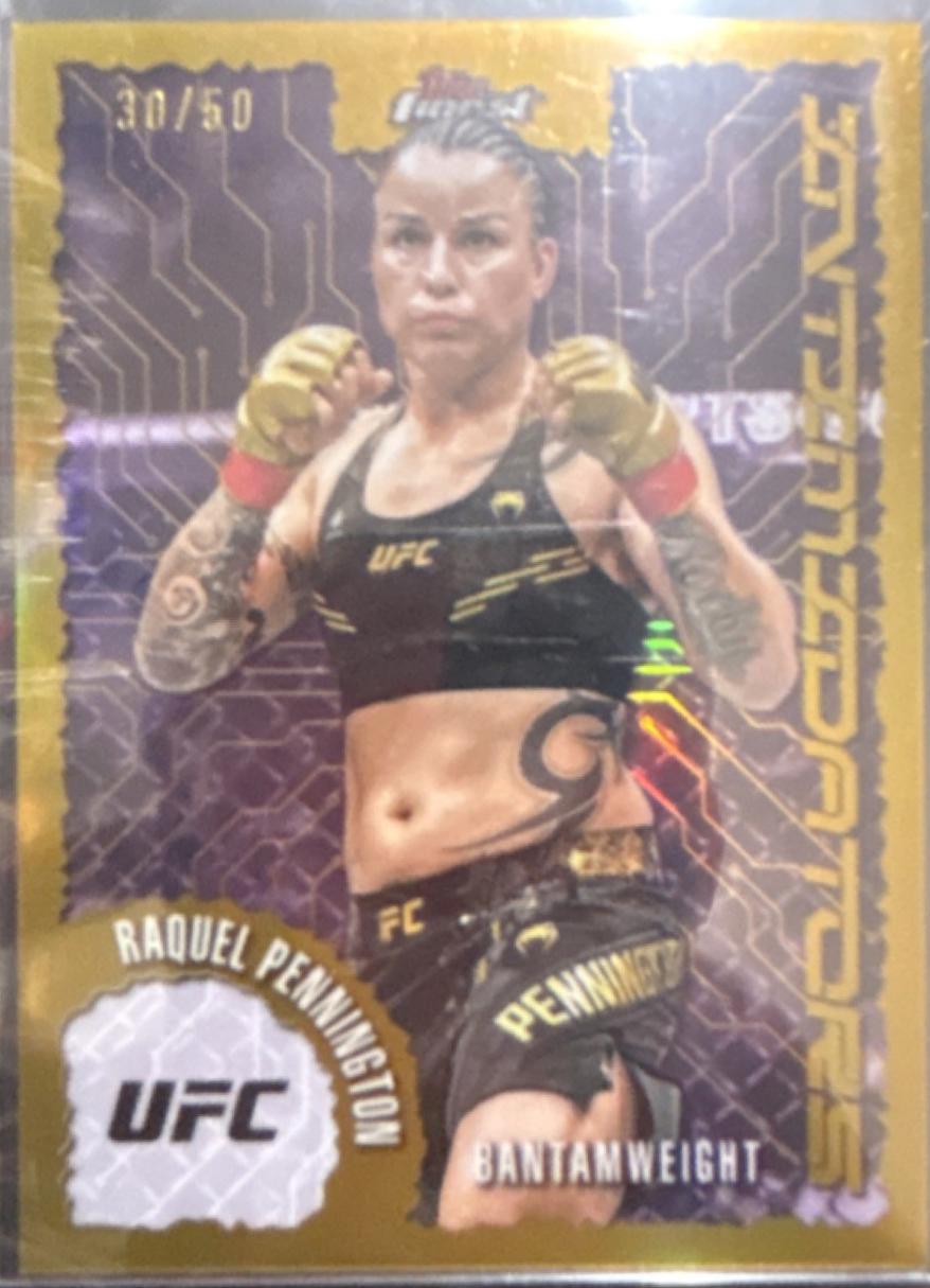 Raquel Pennington 2025 Topps Finest UFC Intimidators #IT-15 Gold Refractor