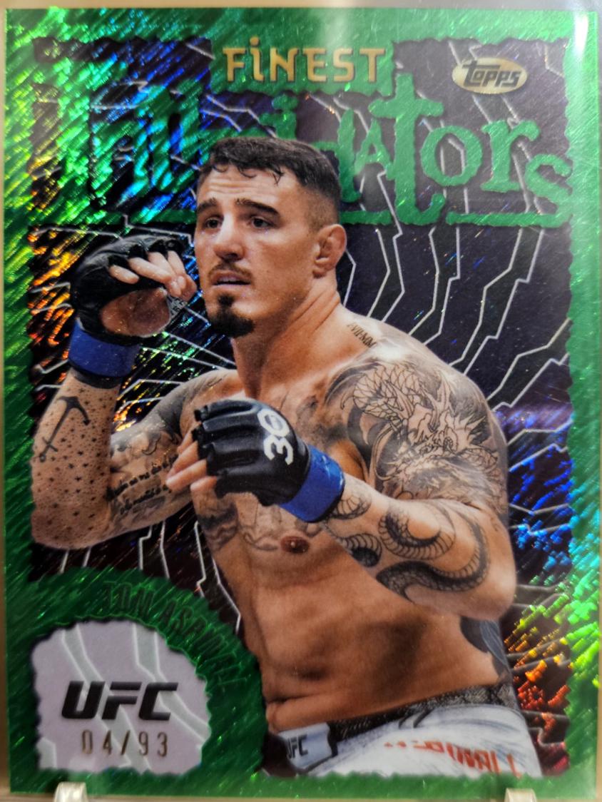 Tom Aspinall 2024 Topps Finest UFC Intimidators #INT-20 Green Shimmer Refractor