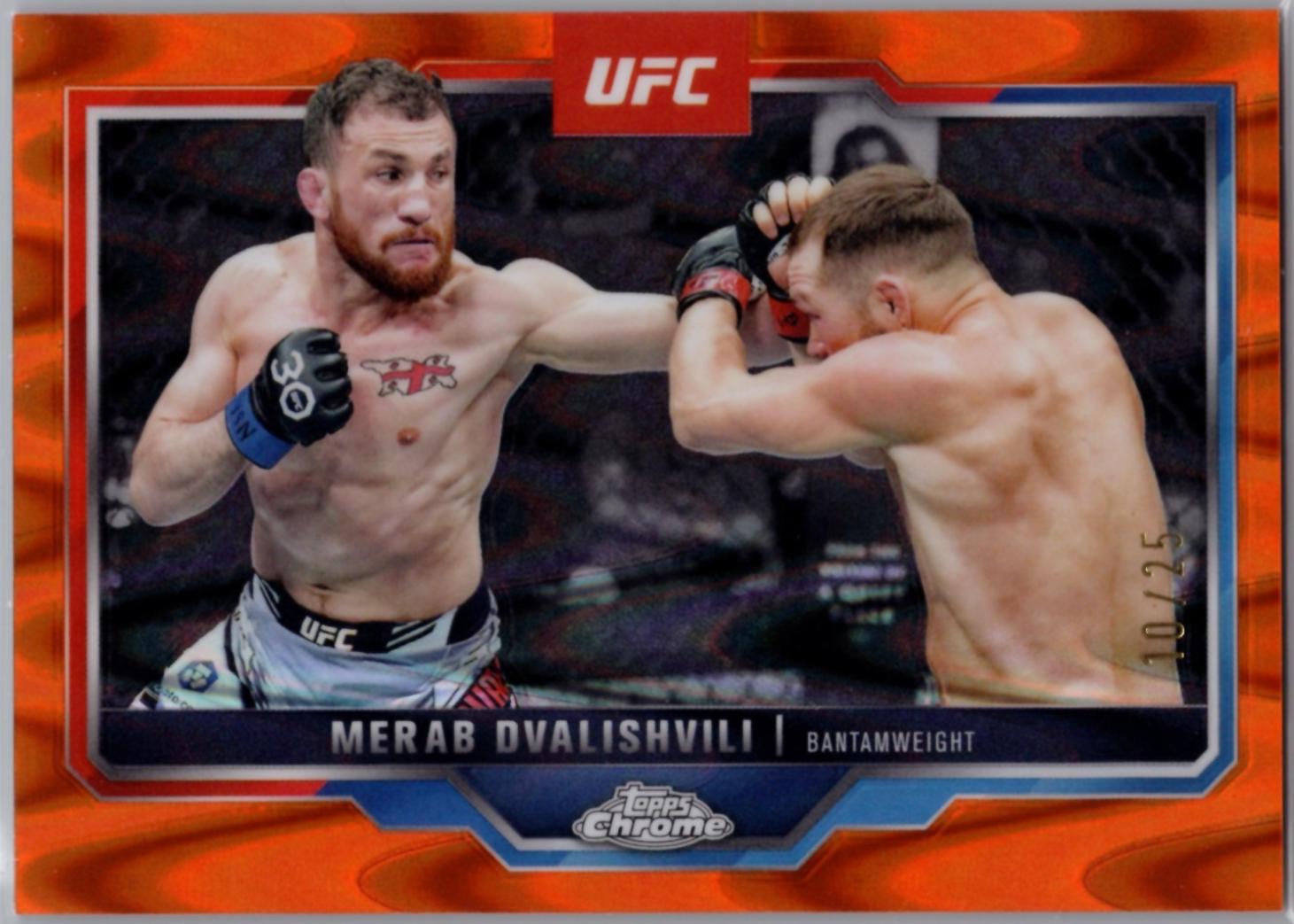Merab Dvalishvili 2025 Topps Chrome UFC Base #118 Orange Refractor