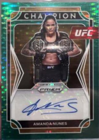 Amanda Nunes 2022 Panini Prizm UFC Champion Signatures #1 Green Pulsar