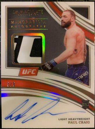 Paul Craig 2022 Panini Immaculate UFC Rookie Memorabilia Autographs #104 Gold
