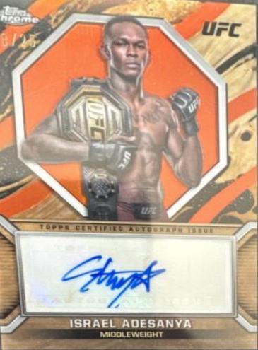 Israel Adesanya 2024 Topps Chrome UFC Marks of Champions #MOC-IAD Orange Refractor