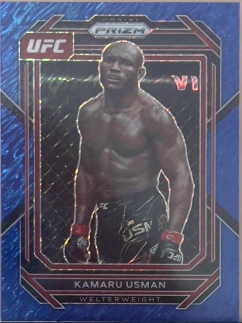 Kamaru Usman 2023 Panini Prizm UFC Base #120 Blue Shimmer
