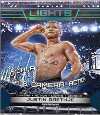 Justin Gaethje 2024 Topps Knockout UFC Lights (Lights, Camera, Action) #LTS-18 Platinum