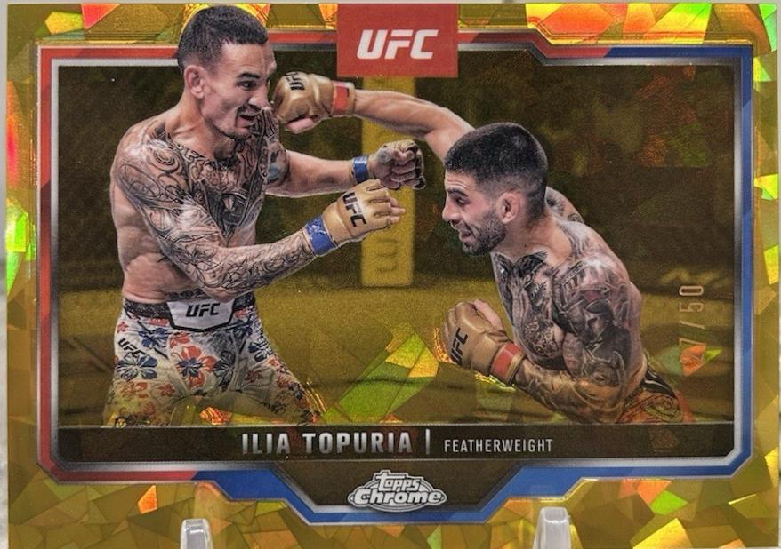 Ilia Topuria 2025 Topps Chrome Sapphire UFC Base Sapphire #43 Gold Sapphire