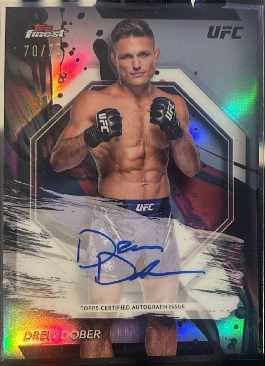 Drew Dober 2024 Topps Finest UFC Finest Autographs #FA-DDR Blue Checkerboard Refractor