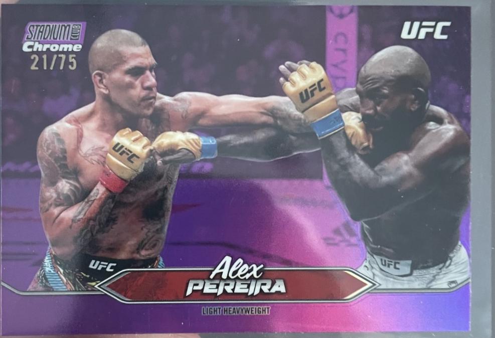 Alex Pereira 2025 Topps Stadium Club UFC Base Chrome #C-97 Purple Refractor