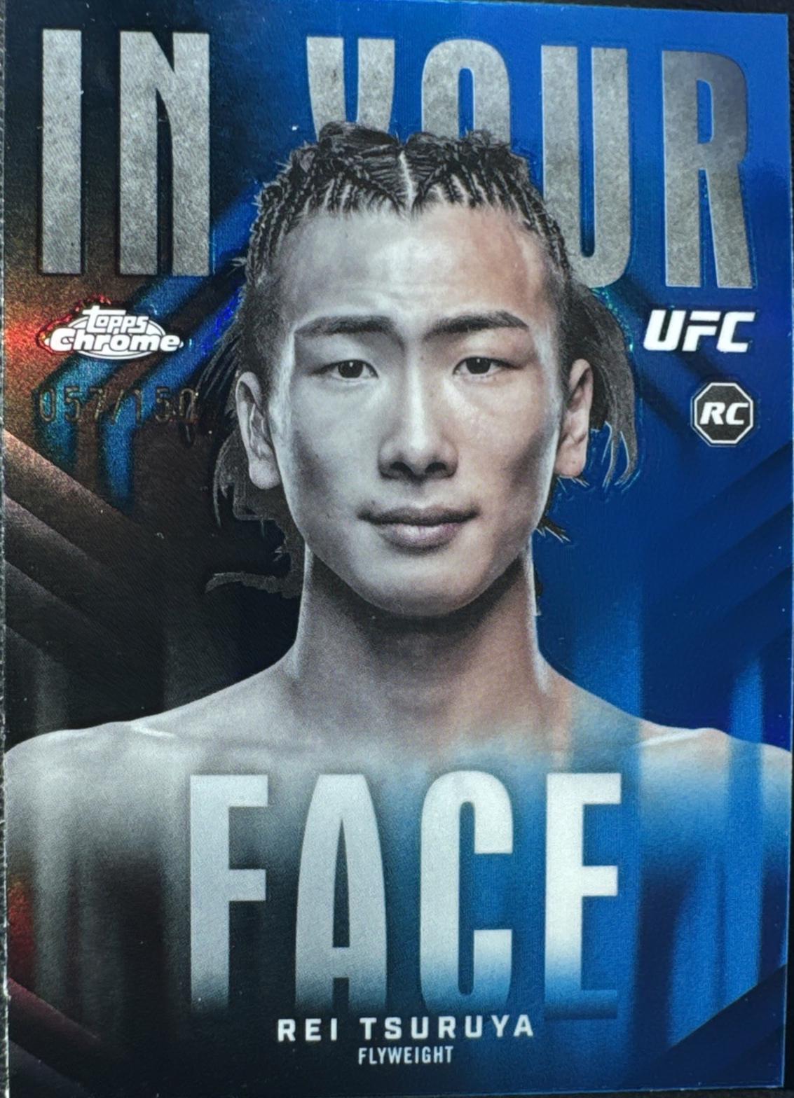 Rei Tsuruya 2026 Topps Chrome UFC In Your Face #IYF-5 Blue Refractor