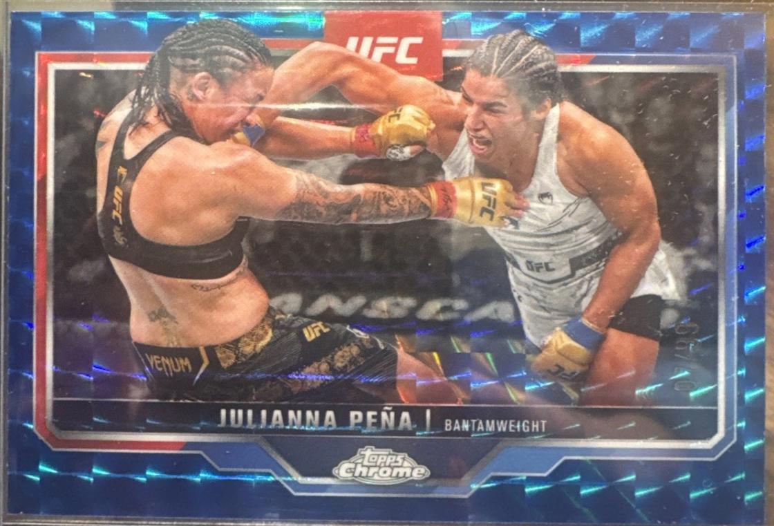 Julianna Peña 2025 Topps Chrome UFC Base #142 Blue Geometric Refractor