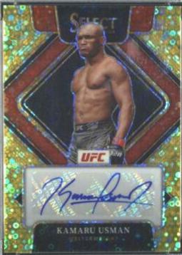 Kamaru Usman 2022 Panini Select UFC Signatures #15 Gold Disco