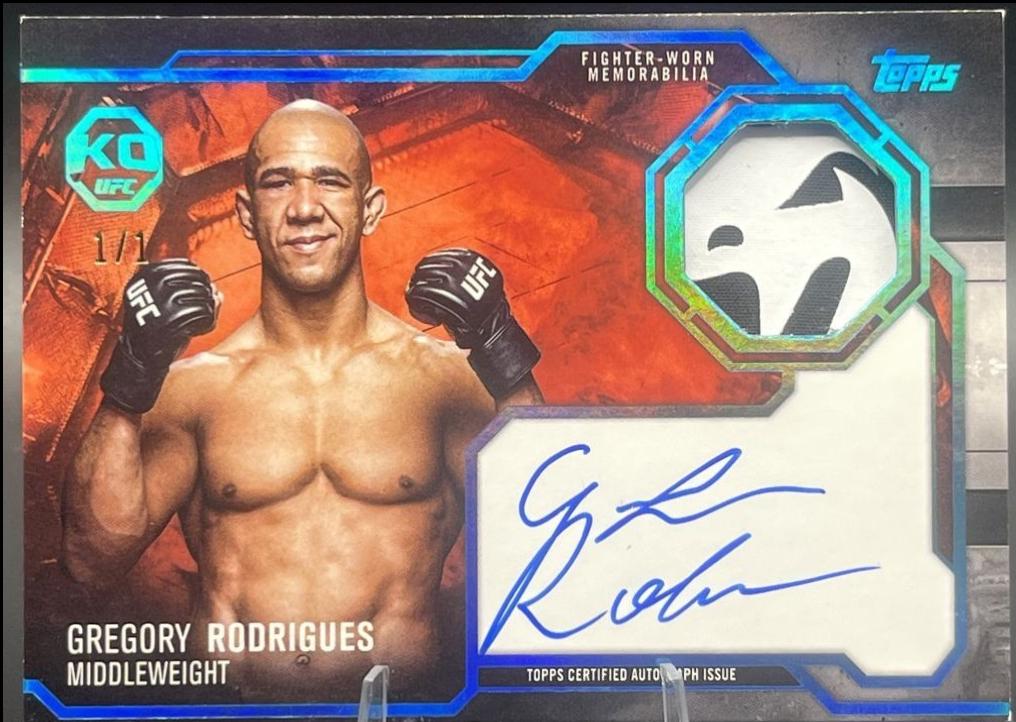 Gregory Rodrigues 2025 Topps Knockout UFC Knockout Autograph Relics #KAR-GR Gold
