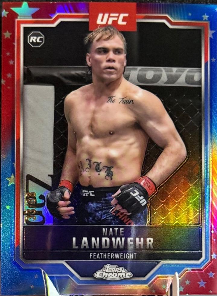 Nate Landwehr 2025 Topps Chrome UFC Base #85 Red White Blue Refractor