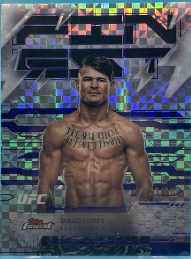 Diego Lopes 2025 Topps Finest UFC Base Rare #222 Purple Checkerboard Refractor
