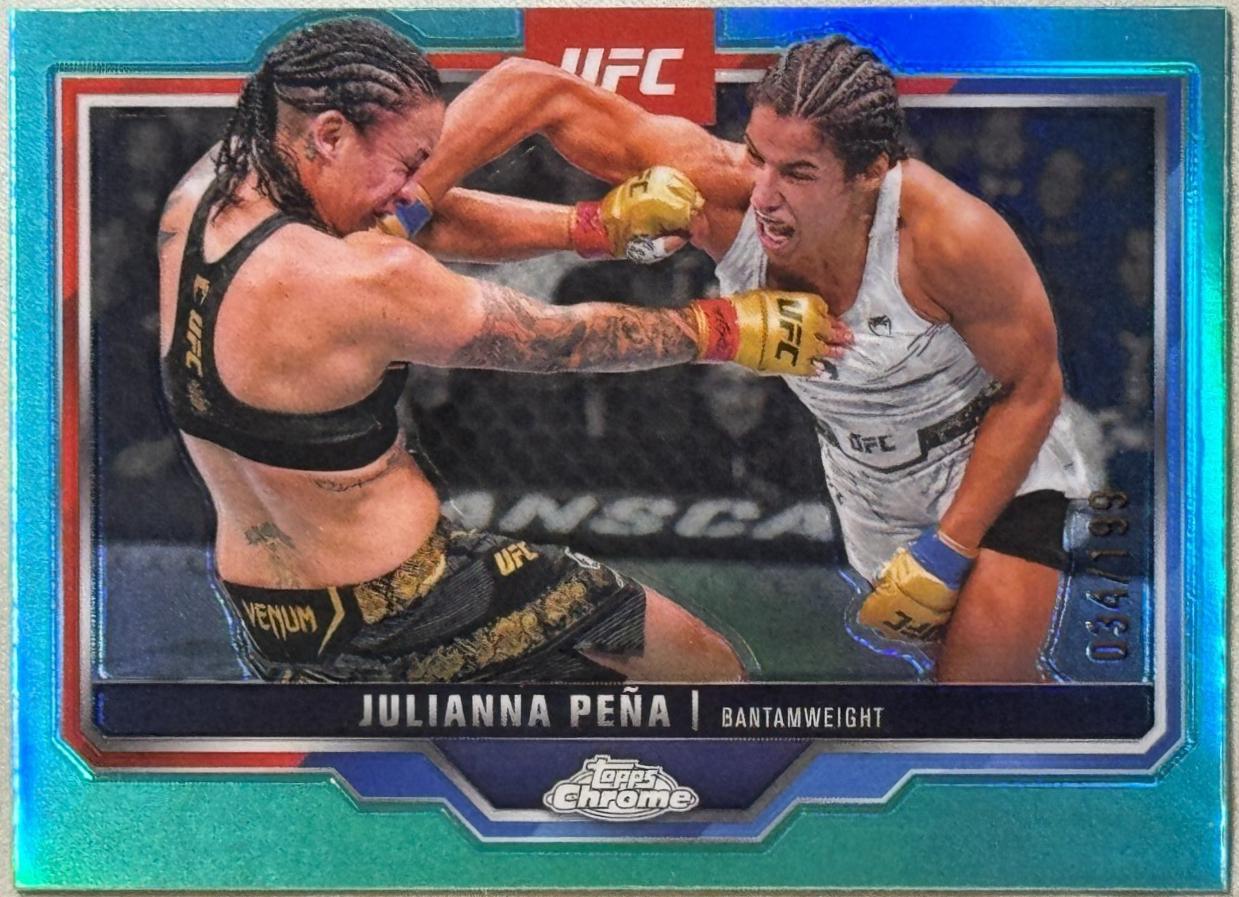 Julianna Peña 2025 Topps Chrome UFC Base #142 Aqua Refractor
