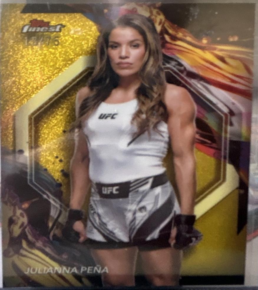 Julianna Peña 2024 Topps Finest UFC Base Uncommon #173 Yellow Glitter Refractor