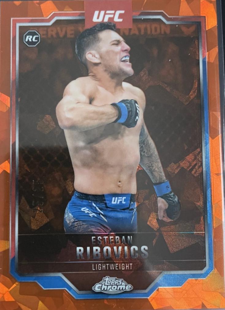 Esteban Ribovics 2025 Topps Chrome Sapphire UFC Base Sapphire #75 Orange Sapphire