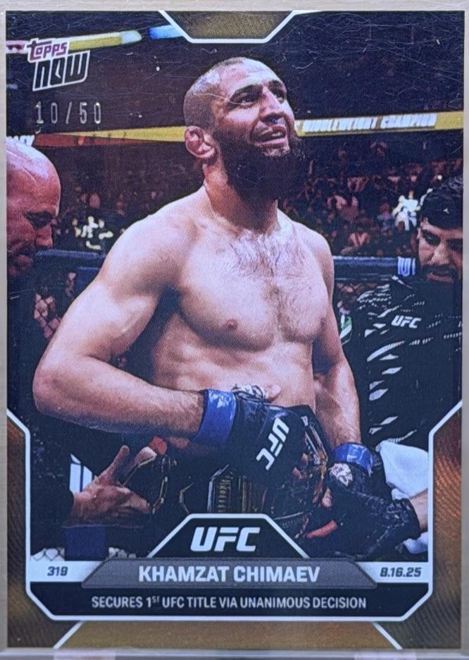 Khamzat Chimaev Topps Now UFC Base #28 Gold Foil