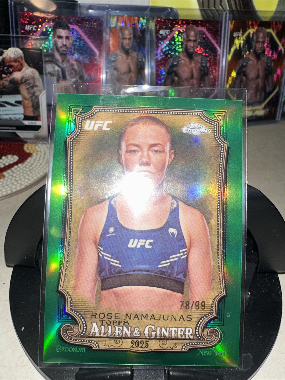Rose Namajunas 2025 Topps Chrome UFC Allen & Ginter #AAG-27 Green Refractor