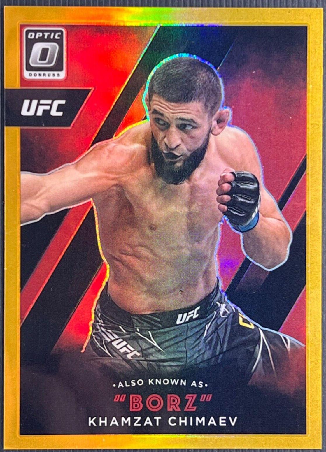 Khamzat Chimaev 2022 Panini Donruss Optic UFC Also Known As #23 Gold