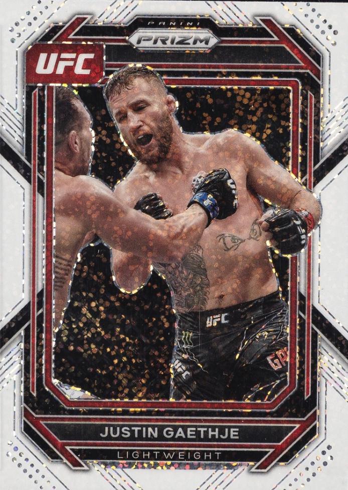 Justin Gaethje 2023 Panini Prizm UFC Base #110 White Sparkle