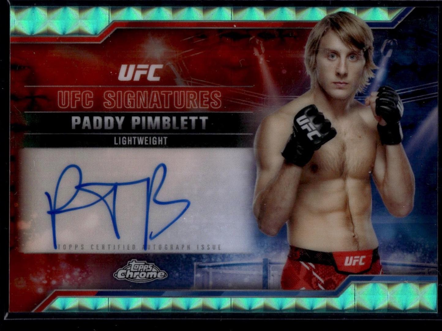 Paddy Pimblett 2025 Topps Chrome UFC UFC Signatures #SIG-PP Geometric Aqua Refractor