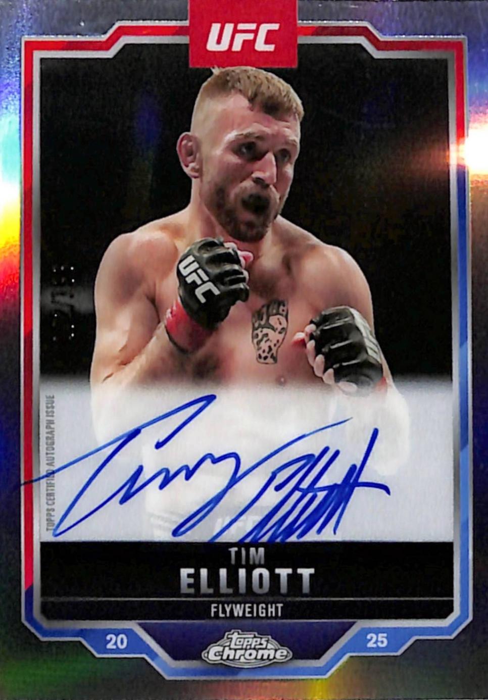Tim Elliott 2025 Topps Chrome UFC Chrome Veteran Autographs #CVA-TE Refractor