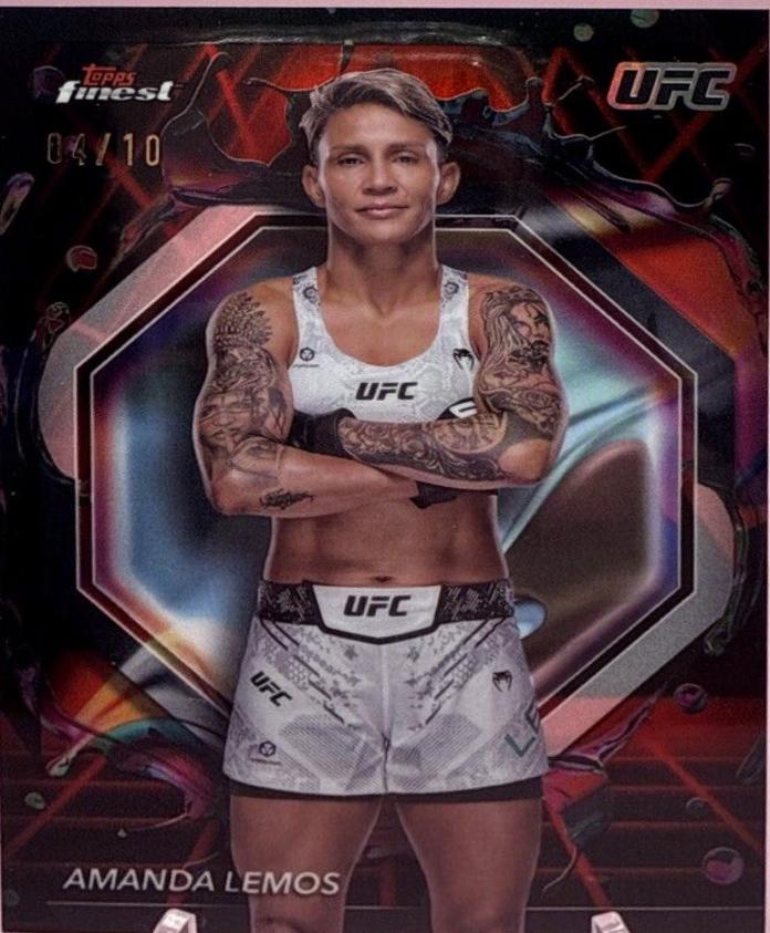 Amanda Lemos 2024 Topps Finest UFC Base Rare #291 Red Refractor