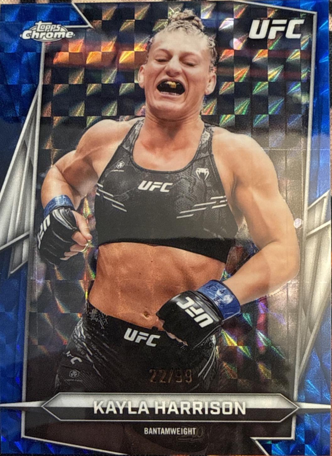 Kayla Harrison 2026 Topps Chrome UFC Base #55 Blue Geometric Refractor