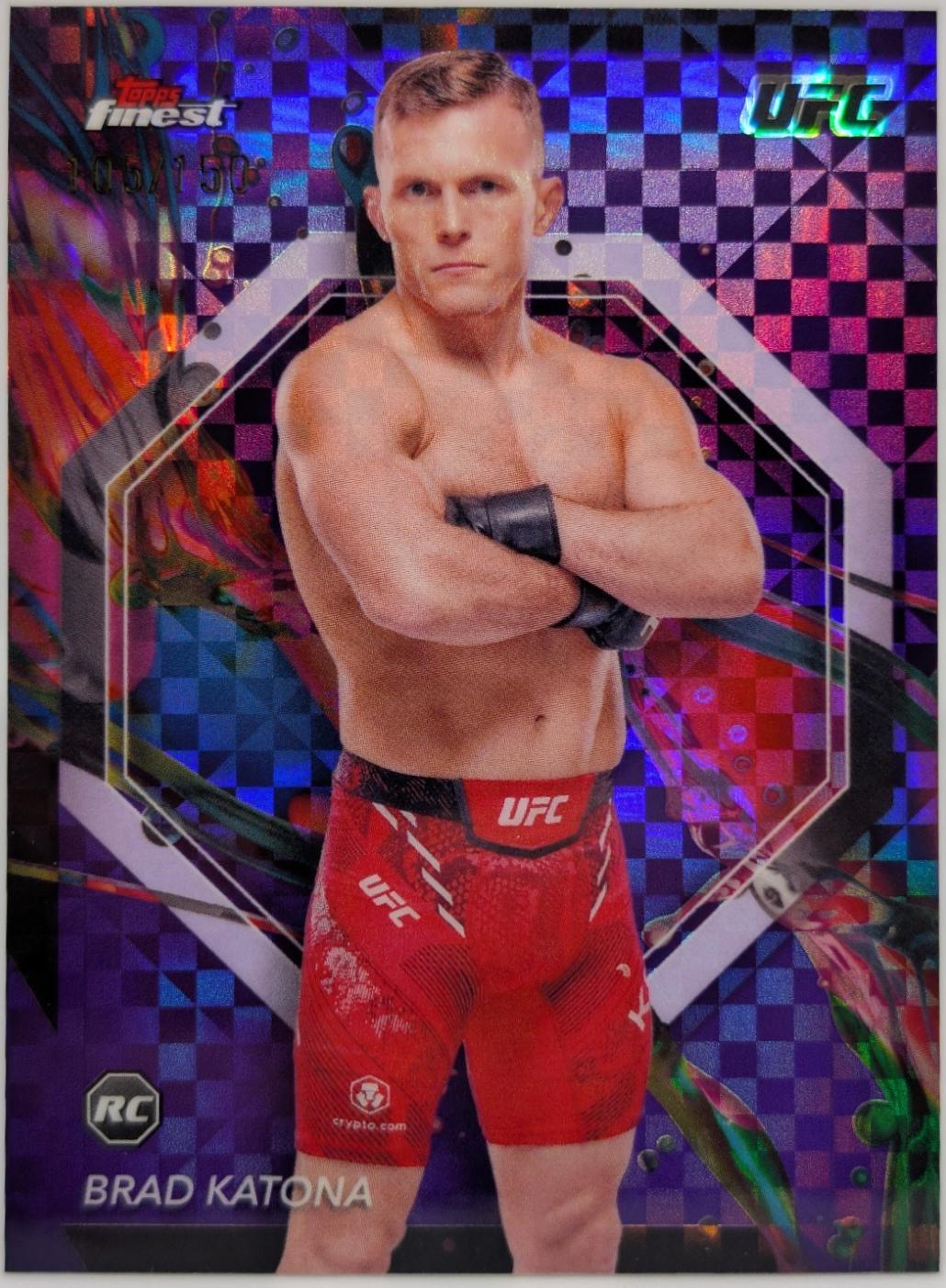Brad Katona 2024 Topps Finest UFC Base Common #6 Purple Checkerboard Refractor