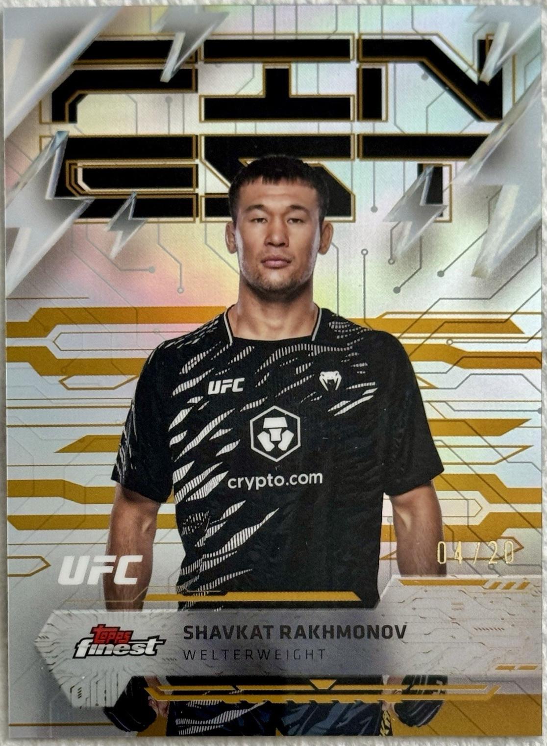 Shavkat Rakhmonov 2025 Topps Finest UFC Base Rare #230 Gold Refractor